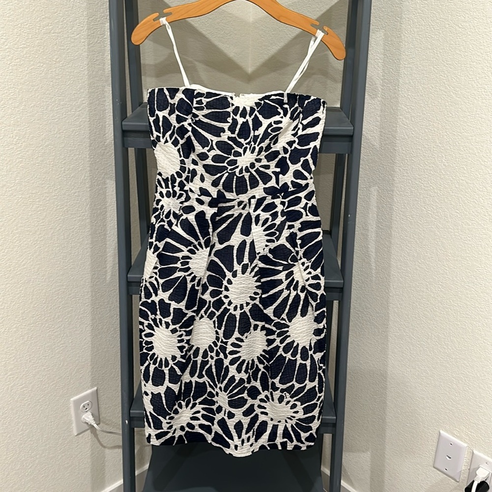 NWT J. CREW women’s navy floral strapless dress